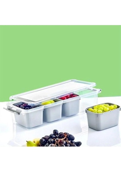 4 Bölmeli Derin Organizatör Kutu, Beyaz, 3.5 Litre