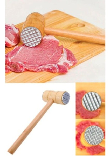 Renkli Ahşap Saplı Et Dövme Çekici, Sağlam ve Şık Tasarım