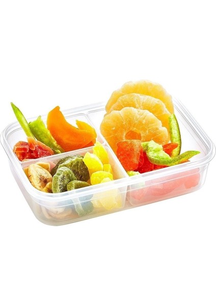 3 Bölmeli Kapaklı 1l Saklama Kabı, Diyet ve Taşınabilir Beslenme Için