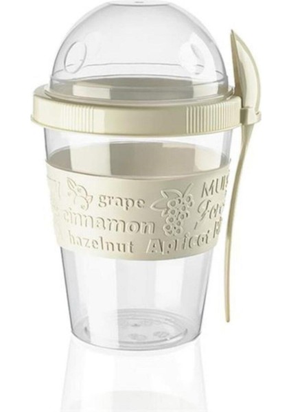 Kapaklı ve Kaşıklı 600 ml Meyveli Yoğurt ve Müsli Kabı, Sağlıklı Beslenme Için Ideal