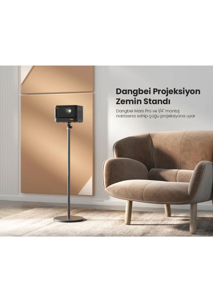 Gri Projeksiyon Zemini Standı, Şık ve Sağlam Tasarım, Kolay Kullanım
