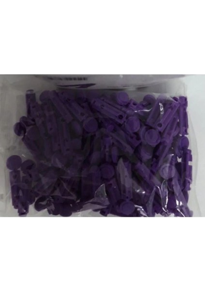 Mor 30G Parmak Delme Iğnesi, 500 Adet, Steril, Tekli Paket