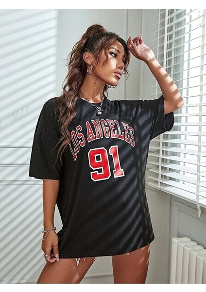 Kadın Los Angeles Baskılı Oversize Tshirt fiyatları