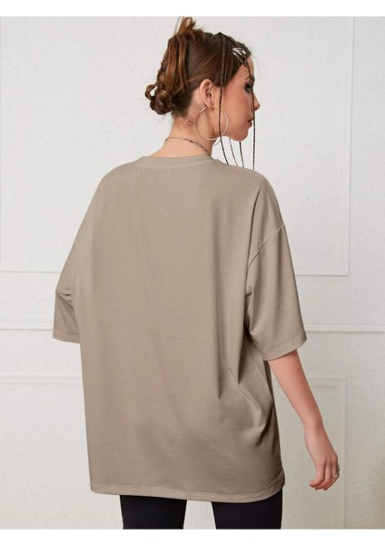 Açık Kahve Texas Baskılı Oversize T-Shirt fiyatları