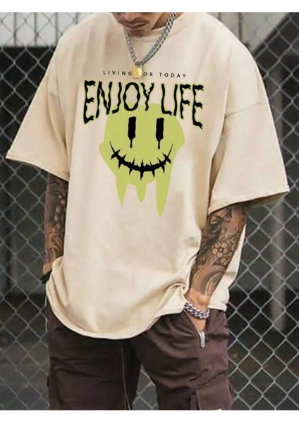 Unisex Tasarım Baskılı Oversize T-Shirt