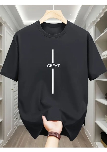 Unisex Great Baskılı Oversize T-Shirt