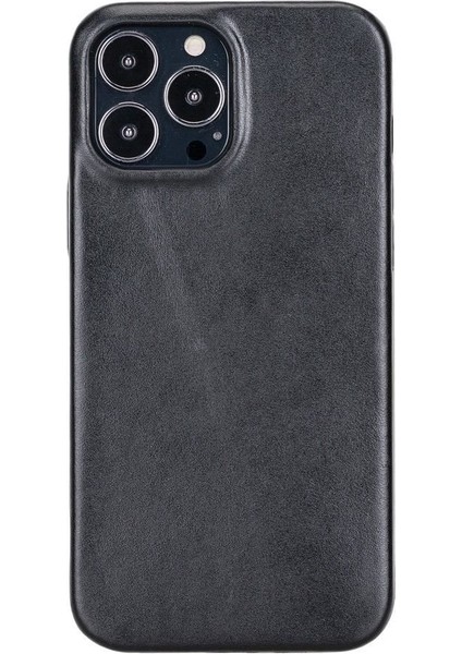 Mulvxurg URG02 Apple Iphone 13 Pro Max Uyumlu Deri Arka Kapak Rock Rst1 Siyah (Mulvix)