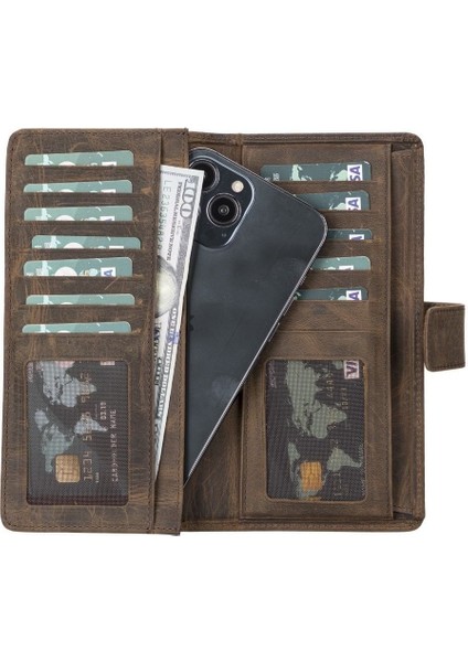 Mulvxurg URG02 Coppet 6.7 Inch Uyumlu Deri Kartlıklı Kılıf G2 Kahve (Mulvix)