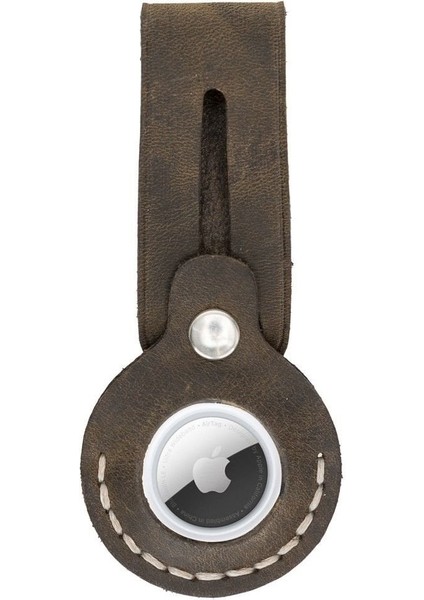 Mulvxurg URG02 Apple Airtag Uyumlu Deri Anahtarlık Beta AA16 Kahve (Mulvix)