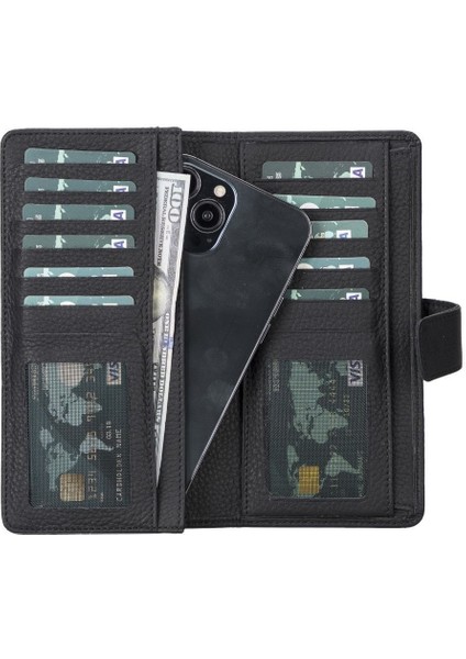 Mulvxurg URG02 Coppet 6.7 Inch Uyumlu Deri Kartlıklı Kılıf Erc1 Siyah (Mulvix)