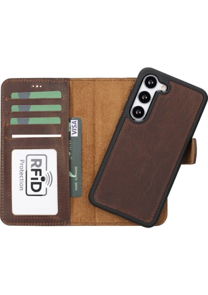 Mulvxurg URG02 Galaxy S23 Uyumlu Deri Cüzdanlı Kılıf G2 Kahve (Mulvix)