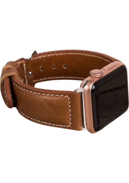 Mulvxurg URG02 Apple Watch Uyumlu Deri Kordon 42-44-45MM Nm4-As2 Taba (Mulvix)