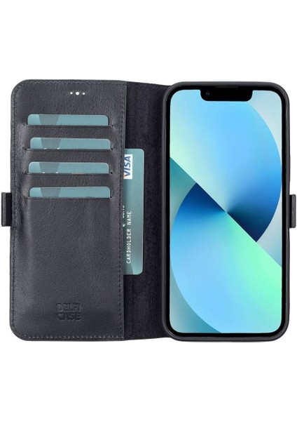 Mulvxurg URG02 Apple Iphone 13 Pro Max Uyumlu Deri Cüzdanlı Kılıf Siyah (Mulvix)