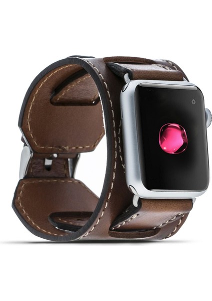 Mulvxurg URG02 Apple Watch Uyumlu Deri Kordon 38-40-41MM Cuff Taba (Mulvix)