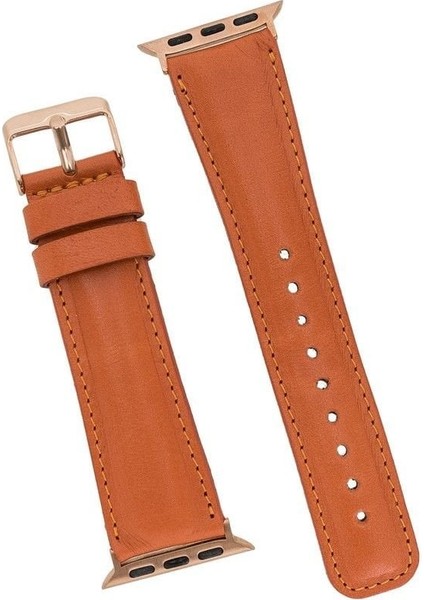 Mulvxurg URG02 Apple Watch Uyumlu Deri Kordon 42-44-45MM F5 Taba (Mulvix) modelleri