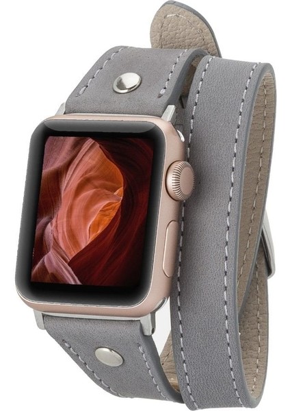 Mulvxurg URG02 Apple Watch Uyumlu Deri Kordon 42-44-45MM Slim Dt Strst9 (Mulvix)