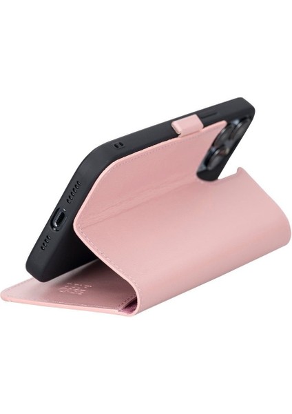 Mulvxurg URG02 Apple Iphone 13 Pro Max Uyumlu Deri Cüzdanlı Kılıf Toz Pembe (Mulvix) fırsatları