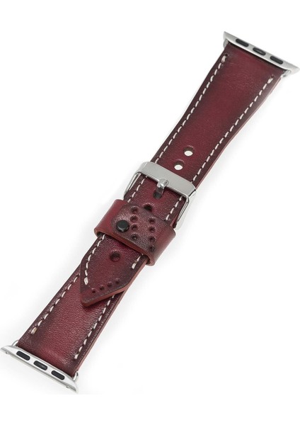 Mulvxurg URG02 Apple Watch Uyumlu Deri Kordon 42-44-45MM SM25 Bordo (Mulvix) modelleri