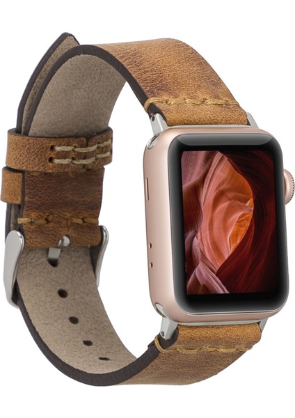 Mulvxurg URG02 Apple Watch Uyumlu Deri Kordon 38-40-41MM G19-BA7 Taba (Mulvix)