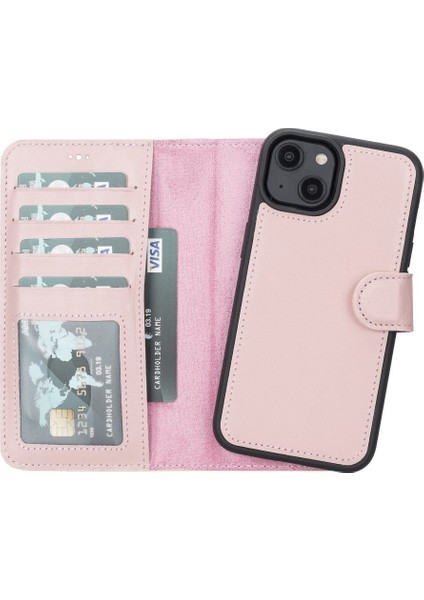 Mulvxurg URG02 Apple Iphone 14 Uyumlu Deri Cüzdanlı Kılıf Mwwn Nu2 Pembe (Mulvix)