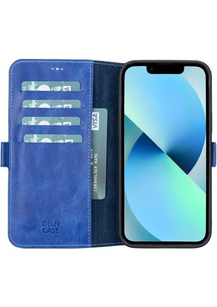 Mulvxurg URG02 Apple Iphone 13 Pro Uyumlu Deri Cüzdanlı Kılıf Okyanus Mavi (Mulvix)