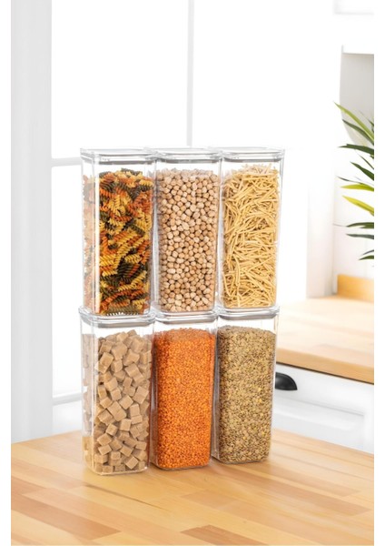 Turuncu Şeffaf Saklama Kabı, Vakum Silikon Conta, 1,7l, 6'lı Paket