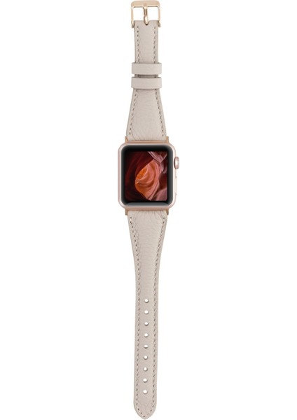Mulvxurg URG02 Apple Watch Uyumlu Deri Kordon 38-40-41MM Slim Erc3 Bej (Mulvix) modelleri