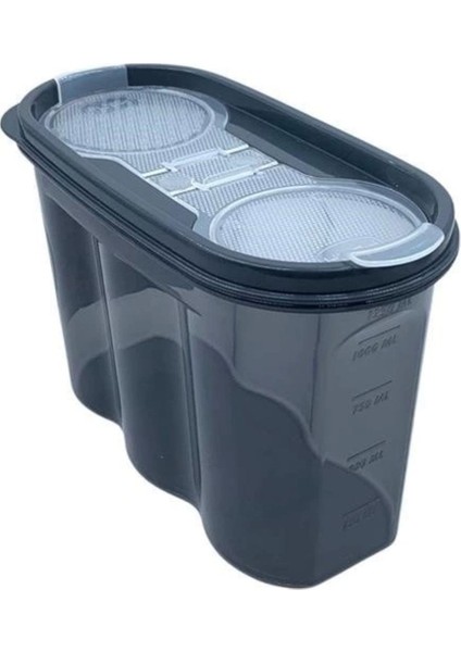 Lacivert 2 Kapaklı Ölçekli Erzak Saklama Kabı, 1,2 Litre, Pratik ve Şık Tasarım