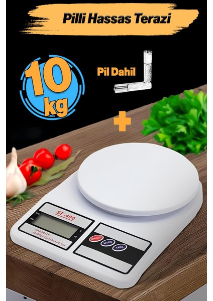 Dijital Plastik Hassas Terazi LCD Ekran 10 kg Mutfak Tartısı Pil Dahil