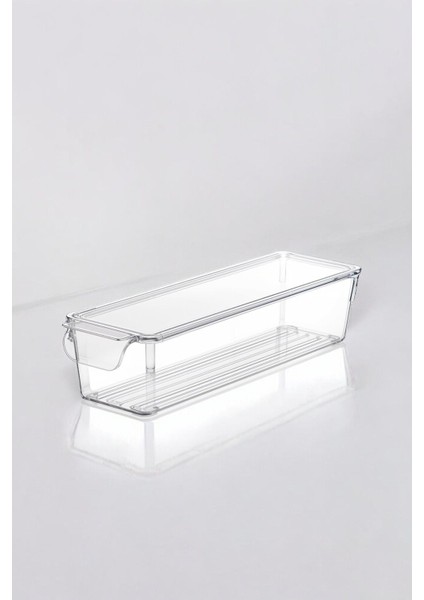 Turuncu 2l Plastik Kapaklı Buzdolabı Saklama Kabı, Organizer, 32X10,5X10CM