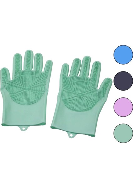 2pcs Renkli Silikon Tırtırlı Bulaşık Eldiveni (4887)