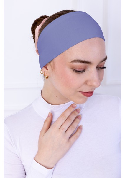 Kaymaz Bandana Mavi Kaymayan Silikonlu Sportif Saç Bandı - Geçme Tesettür Bone