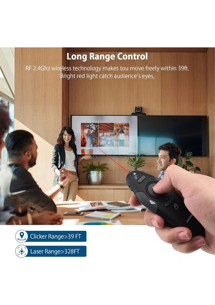 Kablosuz Lazer Sunum Kumandası Siyah, Sunumlarınızı Kolayca Yönetin fırsatları