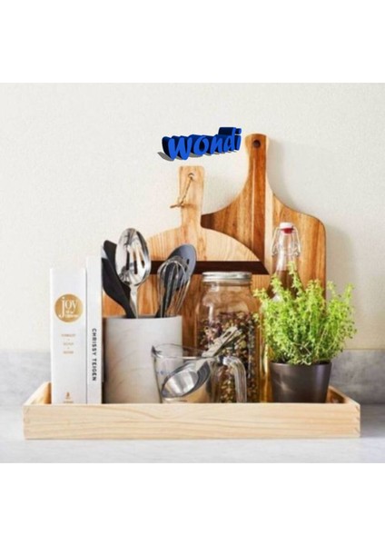 Turkuaz Ahşap Mutfak Yağlık ve Sirkelik, Şık Tepsi Düzenleyici