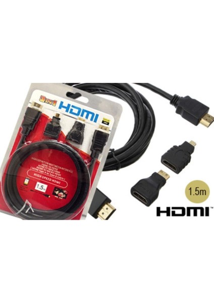 HDMI Dönüştürücü Set, Mini, Micro, Standart, Altın Uç, Siyah Renk fırsatları