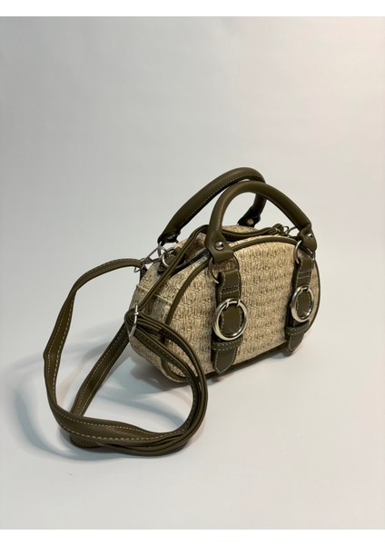 Isabel Yeşil Hasır Detaylı Mini Kadın Kol ve Omuz Çantası