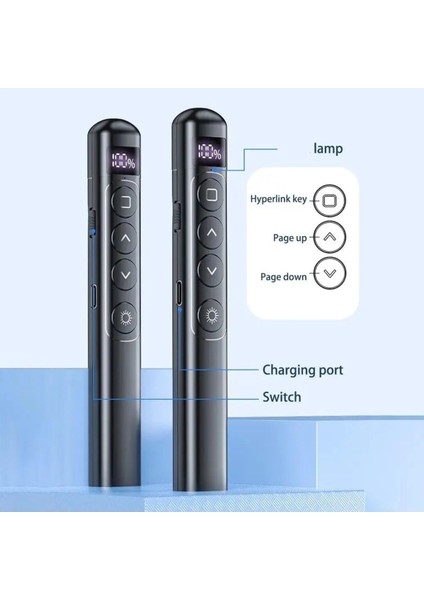 Dijital Ekranlı, Şarjlı Lazer Sunum Kumandası, Güç Göstergeli, Slayt ve Powerpoint Kullanımına Uygun modelleri