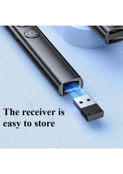 Dijital Ekranlı, Şarjlı Lazer Sunum Kumandası, Güç Göstergeli, Slayt ve Powerpoint Kullanımına Uygun