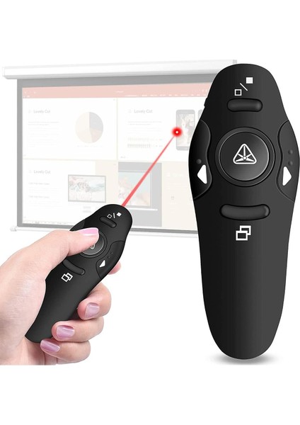Kablosuz Sunum Kontrol Cihazı Uzaktan Kumanda Işaretçi Usb Fare Siyah