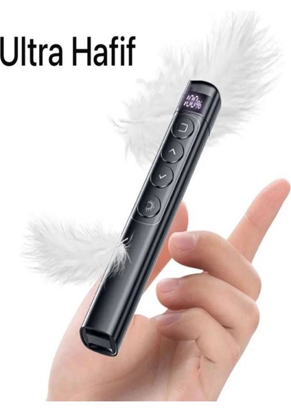 Dijital Ekranlı Şarjlı Lazer Sunum Kumandası, Şarj Göstergeli, Siyah Renk modelleri