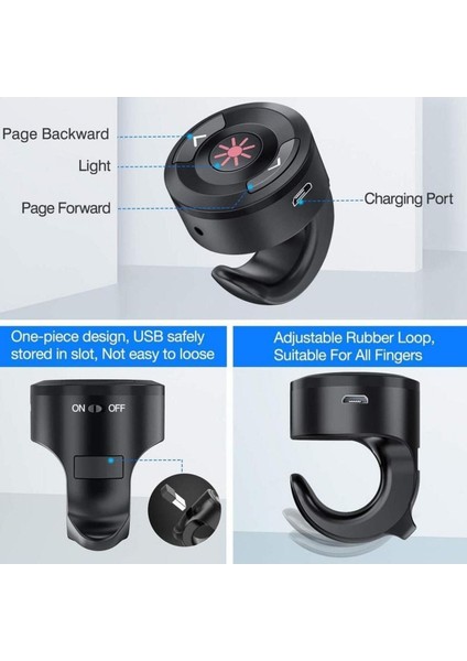 Kablosuz Parmak Ucu Kumanda, Siyah, Taşınabilir Ve Şarjlı Sunum Asistanı modelleri