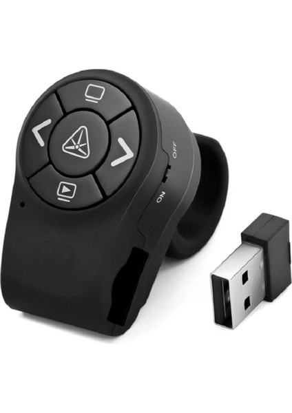 Kablosuz Rf 2.4g Parmak Ucu Ppt Siyah Taşınabilir Sunum Kumanda