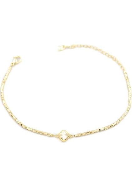 Küp Boncuk Yonca Bileklik - Altın