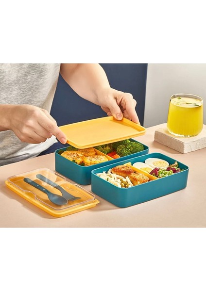 Iki Katlı Dikdörtgen Saklama ve Yemek Kabı, Pembe, Pratik ve Şık Tasarım fırsatları