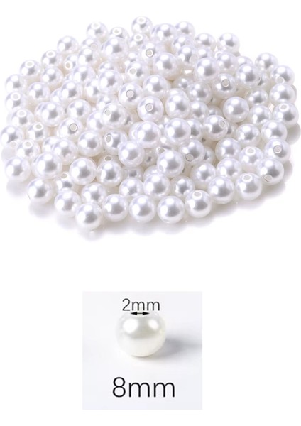 250 Gram 8mm Beyaz Renk Plastik Inci Boncuk Çanta ve Takı Yapım Boncuğu (~800 Adet) fiyatları
