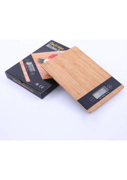 LCD Ekranlı 5 kg Dijital Mutfak Terazisi Bambu Tasarım Hassas Tartım