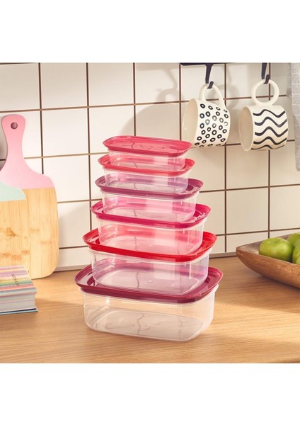 Red Velved 6'lı Saklama Kabı Seti, Sebze ve Bakliyat Için Ideal, Şık ve Dayanıklı