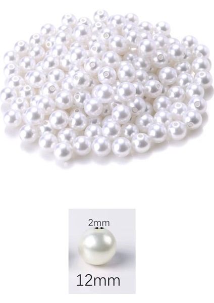 100 Gram 12MM Beyaz Renk Plastik Inci Boncuk Çanta ve Takı Yapım Boncuğu (~80 Adet) fiyatları