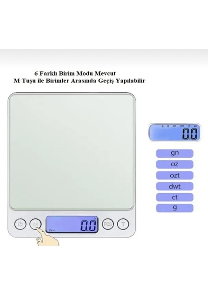 Hassas Dijital Mini Tartı Mutfak ve Kuyumcu Kullanımı 500G/001G modelleri