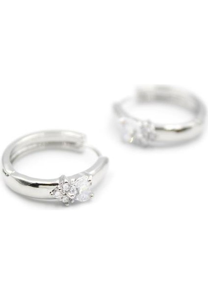 Kalp Halka Küpe - Beyaz